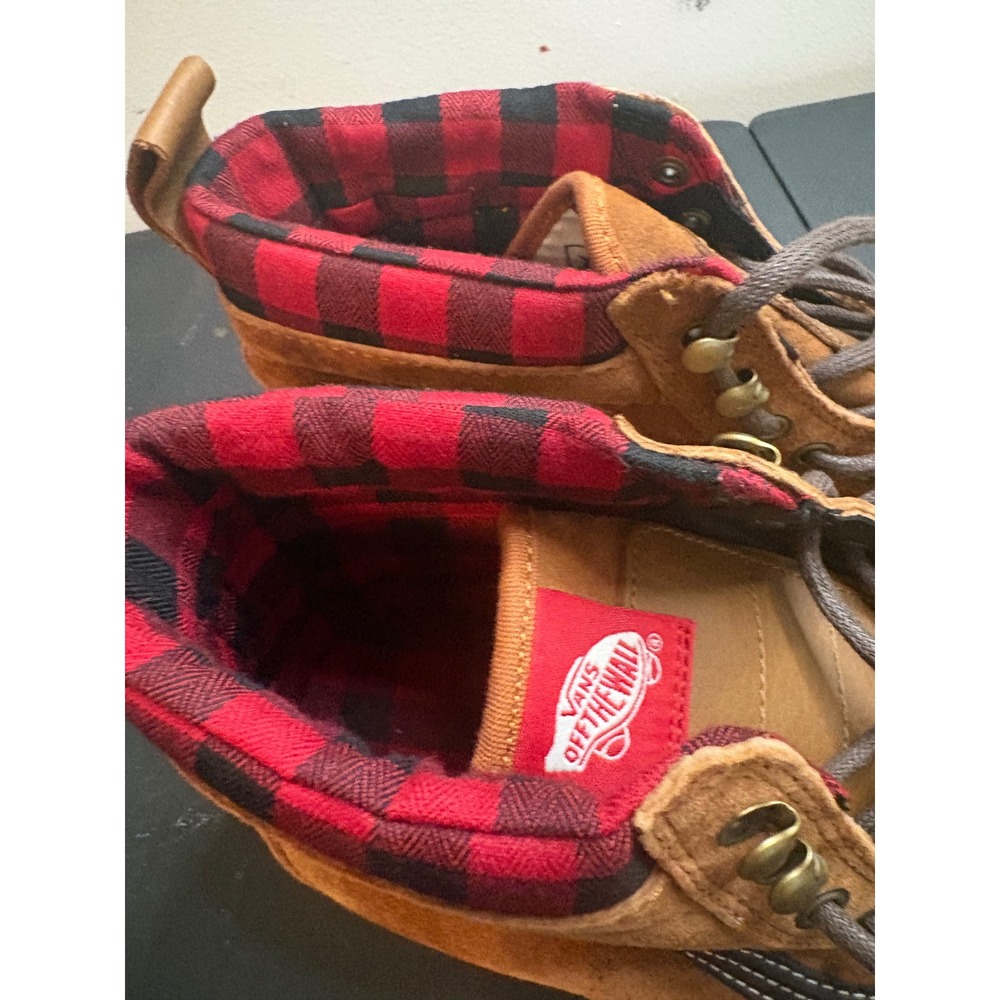 Vans Sk8-Hi MTE Honey Brown Suede Buffalo Plaid Flannel High Top Mens 11 - Picture 3 of 7